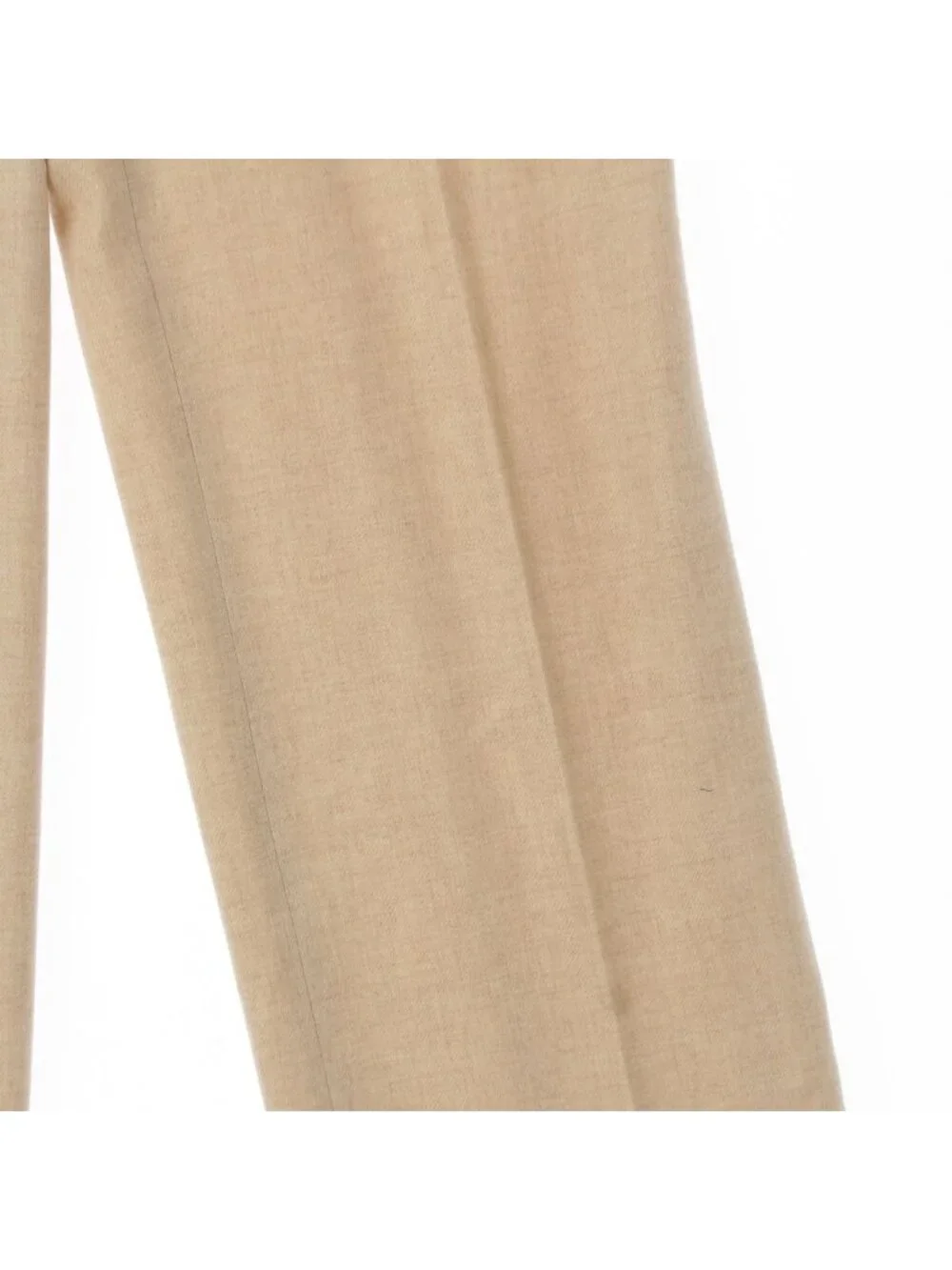 Hermes Gaultier Era Cashmere 2 Tuck Logo Line Wide Trousers Pants Beige